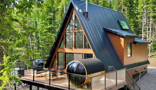Modern Rustic A-Frame Cabin with Barrel Sauna